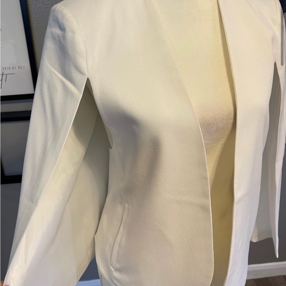 Forever 21 White/Cream Open Front Cape Jacket S - Picture 4 of 5